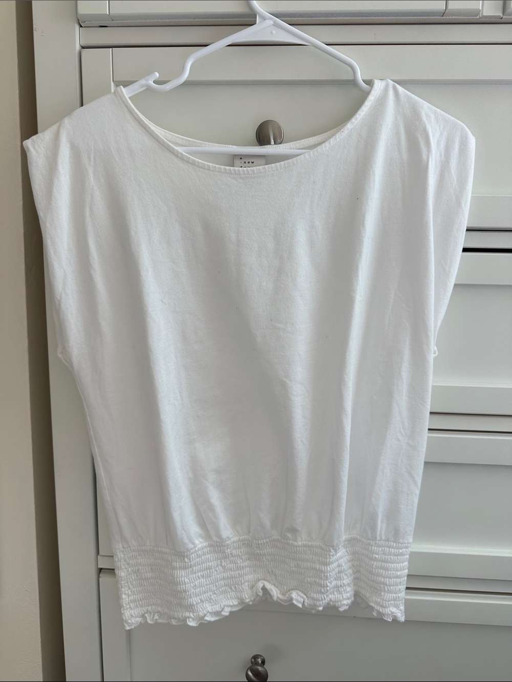 Women's White Smocked-Hem Top - Unbranded